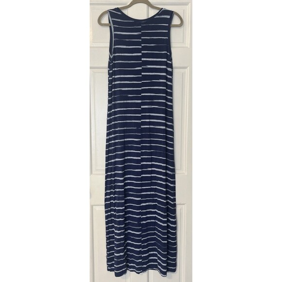 Fresh Produce Maxi Dress Large Tank Blue Striped USA Beach Casual Stretch - Picture 5 of 7